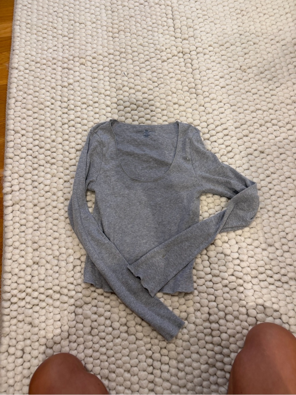 Brandy Melville Gray Long Sleeve Scoop Neck Tee